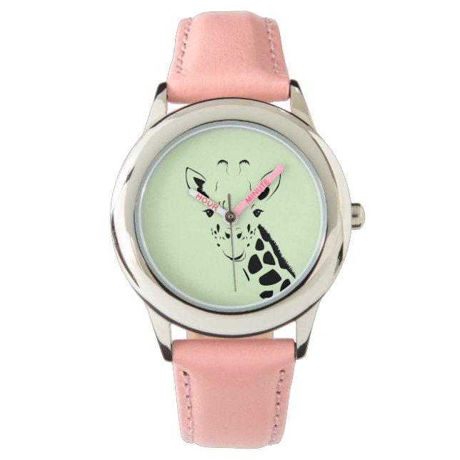 Giraffe Face Silhouette Horloge (Voorkant)