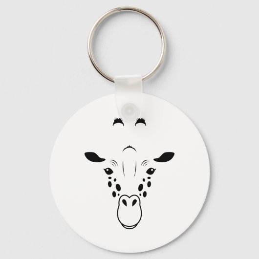 Giraffe Face Silhouette Sleutelhanger (Voorkant)
