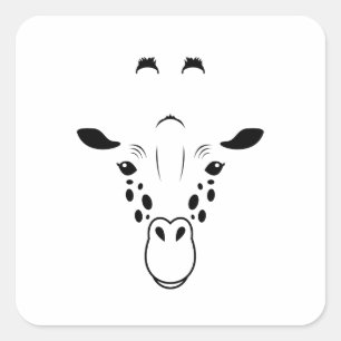 Giraffe Face Silhouette Vierkante Sticker