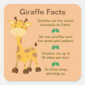 Giraffe Facts Vierkante Sticker (Voorkant)