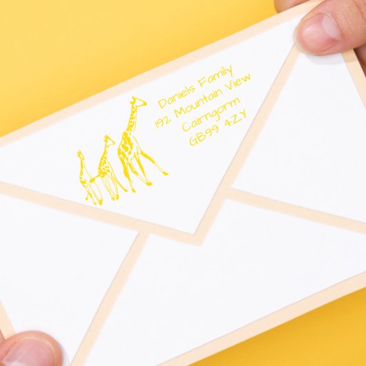 Giraffe Familie Adres Zelfinkend stempel