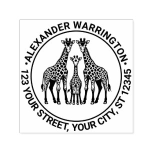 Giraffe Familie Baby Giraffe Naam Retouradres Zelfinktende Stempel
