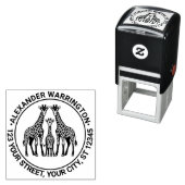 Giraffe Familie Baby Giraffe Naam Return Adres Zelfinktende Stempel (In situ)