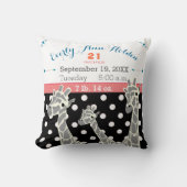 Giraffe Familie baby meisje Geboortedatum geboorte Kussen (Voorkant)