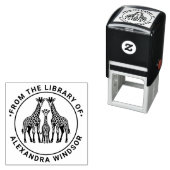 Giraffe Familie Bibliotheek Boeknaam Zelfinktende Stempel (In situ)