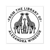 Giraffe Familie Bibliotheek Boeknaam Zelfinktende Stempel (Design)