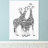 Giraffe familie canvas afdruk (Insitu (Houten vloer))