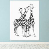 Giraffe familie canvas afdruk (Insitu (Houten vloer))