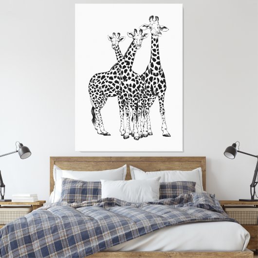 Giraffe familie canvas afdruk (Insitu (Slaapkamer))