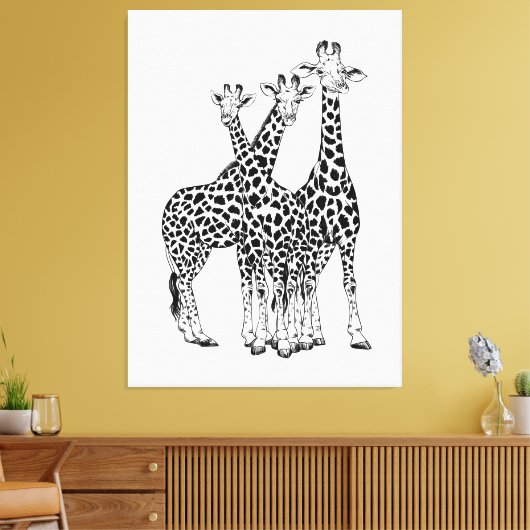 Giraffe familie canvas afdruk (Insitu (Woonkamer))