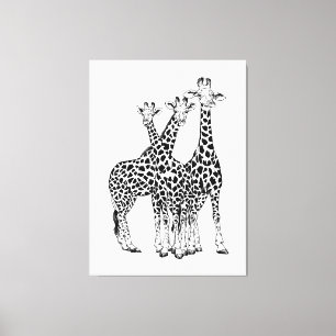 Giraffe familie canvas afdruk