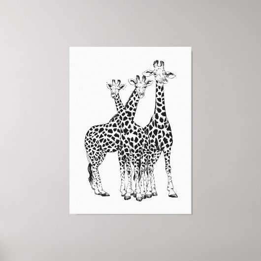 Giraffe familie canvas afdruk (Voorkant)