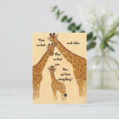 Giraffe familie~First had elkaar, nu alles Briefkaart (Staand voorkant)