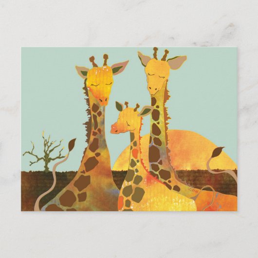 Giraffe familie in Afrika Briefkaart (Voorkant)