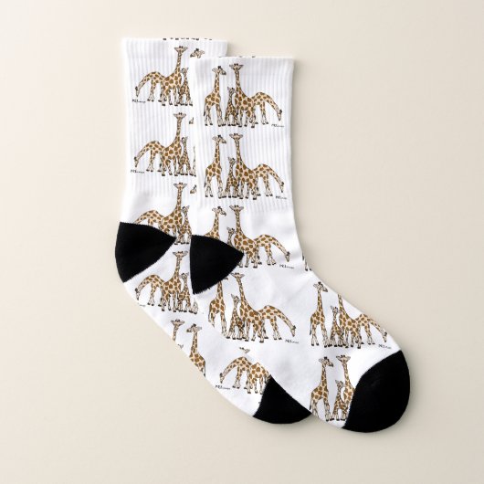 Giraffe familie in bruine en beige sokken (Paar)