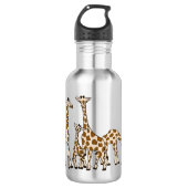 Giraffe familie in bruine en beige waterflesje waterfles  (Voorkant)