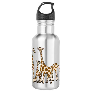 Giraffe familie in bruine en beige waterflesje waterfles