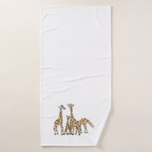 Giraffe familie in handdoeken met bruin en beige h (Badhanddoek)