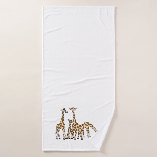 Giraffe familie in handdoeken met bruin en beige h (Badhanddoek)
