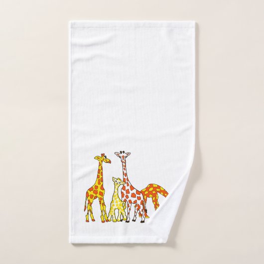 Giraffe Familie in Oranje en geel handdoek (Handdoek)