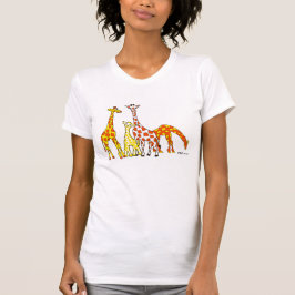 Giraffe Familie in Oranje en geel vrouwtje T-shirt