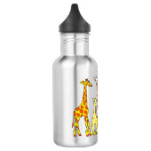 Giraffe Familie in Oranje en gele waterfles Waterfles (Links)