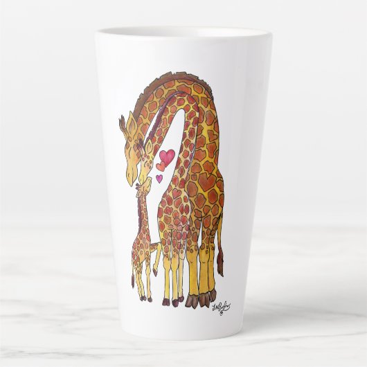 Giraffe Familie Latte Mok (Voorkant)