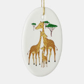 Giraffe Familie met Acacia Trees Keramisch Ornament (Rechts)