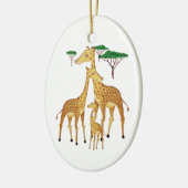 Giraffe Familie met Acacia Trees Keramisch Ornament (Links)