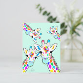 Giraffe Familie met hand-schilderen Kunstmint Groe Briefkaart (Staand voorkant)