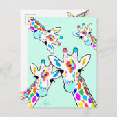 Giraffe Familie met hand-schilderen Kunstmint Groe Briefkaart (Voorkant / Achterkant)