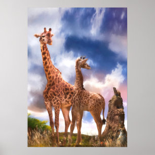 Giraffe familie MOMMY WAS IK OOIT ZO KLEIN? Poster