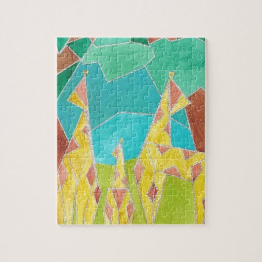Giraffe Familie Originele Abstracte Kunst Legpuzzel (Verticaal)