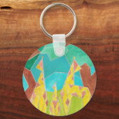 Giraffe Familie Originele Abstracte Kunst Sleutelhanger (Voorkant)