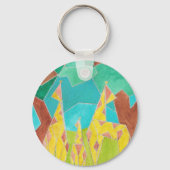 Giraffe Familie Originele Abstracte Kunst Sleutelhanger (Achterkant)