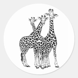 Giraffe familie ronde sticker