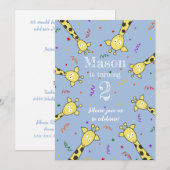 Giraffe Familie Verjaardag Uitnodiging (Voorkant / Achterkant)