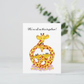 Giraffe Familie - We zitten hier allemaal samen in Briefkaart (Staand voorkant)