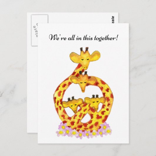 Giraffe Familie - We zitten hier allemaal samen in Briefkaart (Voorkant / Achterkant)