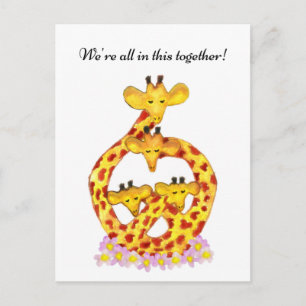Giraffe Familie - We zitten hier allemaal samen in Briefkaart