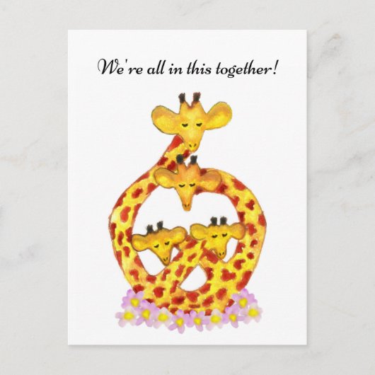 Giraffe Familie - We zitten hier allemaal samen in Briefkaart (Voorkant)