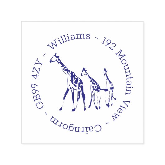 Giraffe Family Home Address Self-inking Stamp Zelfinktende Stempel (Design)