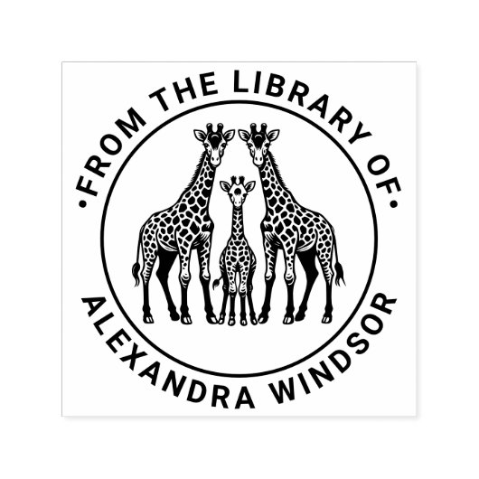 Giraffe Family Library Boeknaam Zelfinktende Stempel (Design)