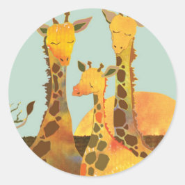Giraffe Family Love Ronde Sticker