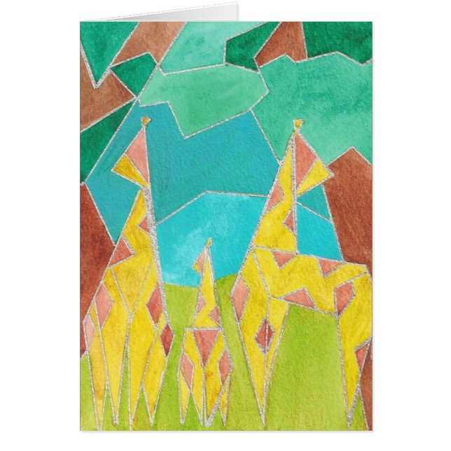 Giraffe Family Original Abstract Art (Voorkant)