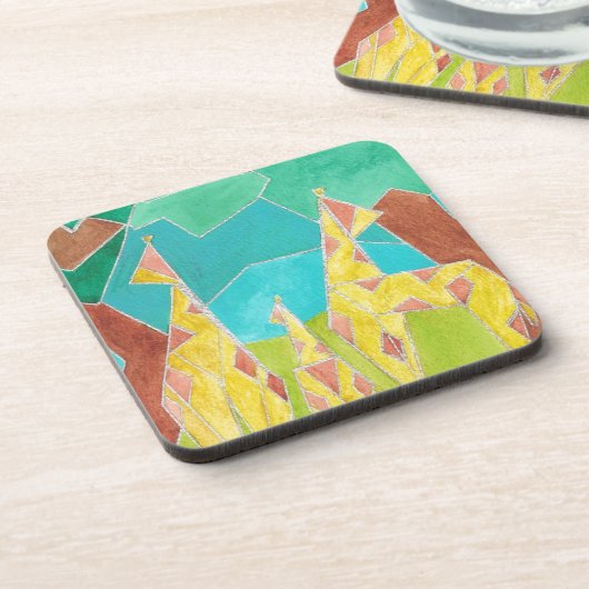 Giraffe Family Original Abstract Art Bier Onderzetter (Linkerzijde)