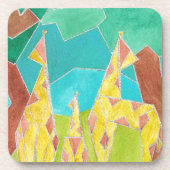 Giraffe Family Original Abstract Art Bier Onderzetter (Voorkant)