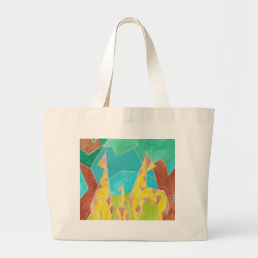 Giraffe Family Original Abstract Art Grote Tote Bag (Voorkant)