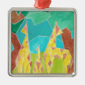 Giraffe Family Original Abstract Art Metalen Ornament (Voorkant)
