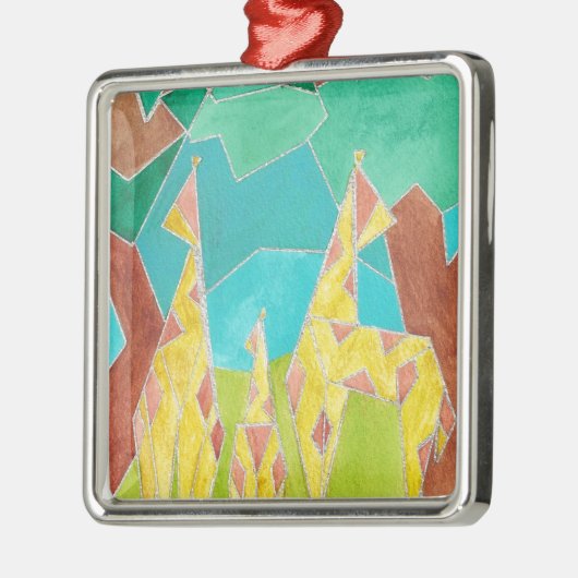 Giraffe Family Original Abstract Art Metalen Ornament (Links)